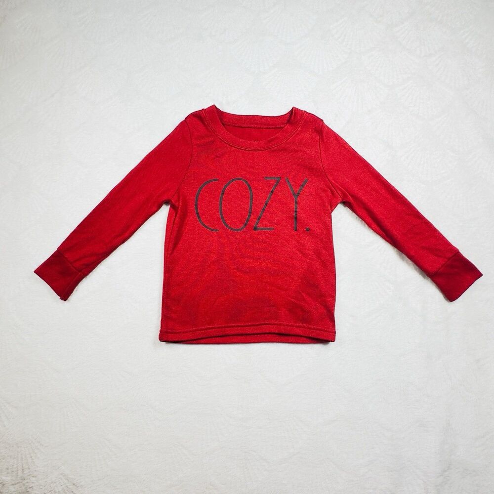 Rae Dunn Kid's Red Super Soft "Cozy" Long Sleeve Pullover Top Size 5